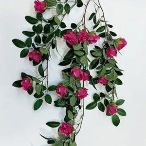 10 New Silk Eucalyptus and Camellias Flower Garland